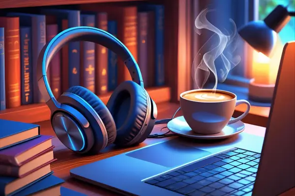 Fone de ouvido sendo usado durante estudo